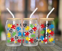 Load image into Gallery viewer, Autism Awareness 16oz Clear Glass Cup