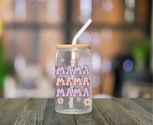 Load image into Gallery viewer, Retro Mama Flower 16oz Clear Glass Cup