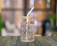 Load image into Gallery viewer, Retro Teacher Flower 16oz Clear Glass Cup