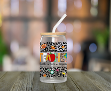 Load image into Gallery viewer, Teacher Leopard Print 16oz Clear Glass Cup