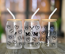 Load image into Gallery viewer, Softball Mom 16oz Clear Glass Cup