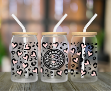 Load image into Gallery viewer, Mama Leopard Print 16oz Clear Glass Cup
