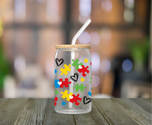 Load image into Gallery viewer, Autism Awareness 16oz Clear Glass Cup