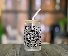 Load image into Gallery viewer, Mama Leopard Print 16oz Clear Glass Cup