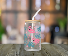 Load image into Gallery viewer, Flamingo 16oz Clear Glass Cup