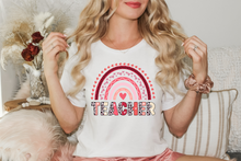 Load image into Gallery viewer, Teacher Rainbow Valentines T-Shirt
