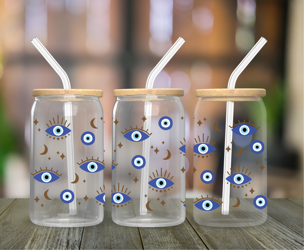 Evil Eye 16oz Clear Glass Cup