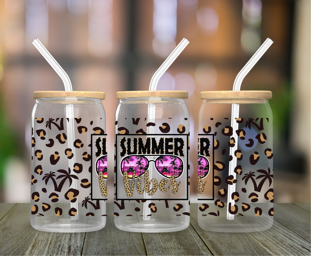 Summer Vibes 16oz Clear Glass Cup
