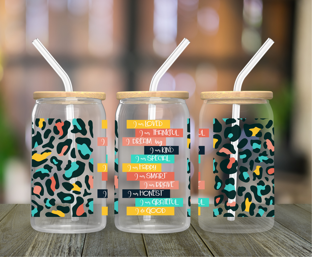 I Am 16oz Clear Glass Cup