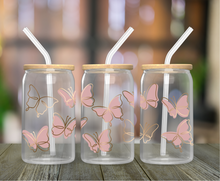 Load image into Gallery viewer, Butterfly 16oz Clear Glass Cup

