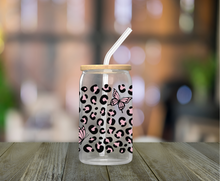 Load image into Gallery viewer, Butterfly Leopard Print 16oz Clear Glass Cup

